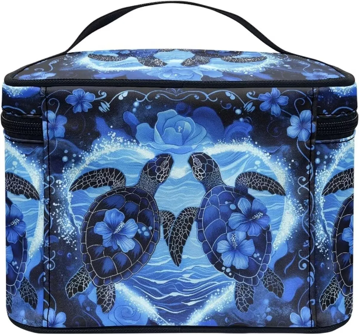 Sea Turtle Makeup Bag for Women Makeup Organizer Travel Case Casual Toiletry Bag with Handle Large Capacity Cosmetic Bag with Top Handle