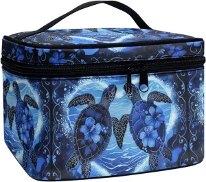 Sea Turtle Makeup Bag for Women Makeup Organizer Travel Case Casual Toiletry Bag with Handle Large Capacity Cosmetic Bag with Top Handle