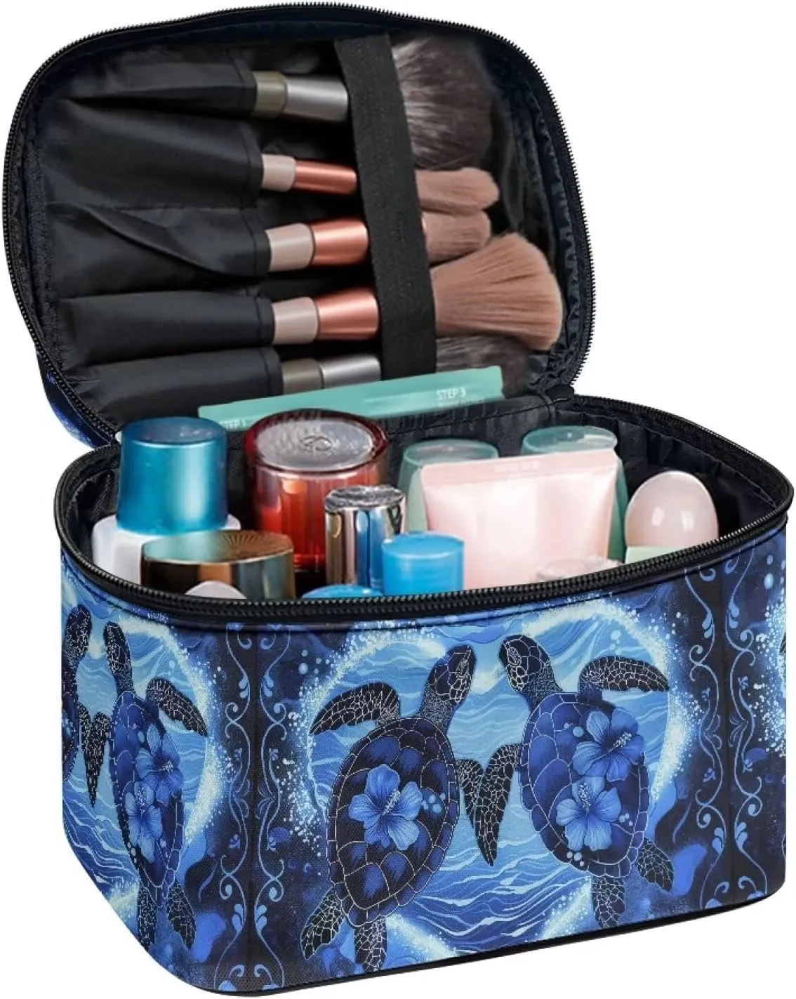 Sea Turtle Makeup Bag for Women Makeup Organizer Travel Case Casual Toiletry Bag with Handle Large Capacity Cosmetic Bag with Top Handle