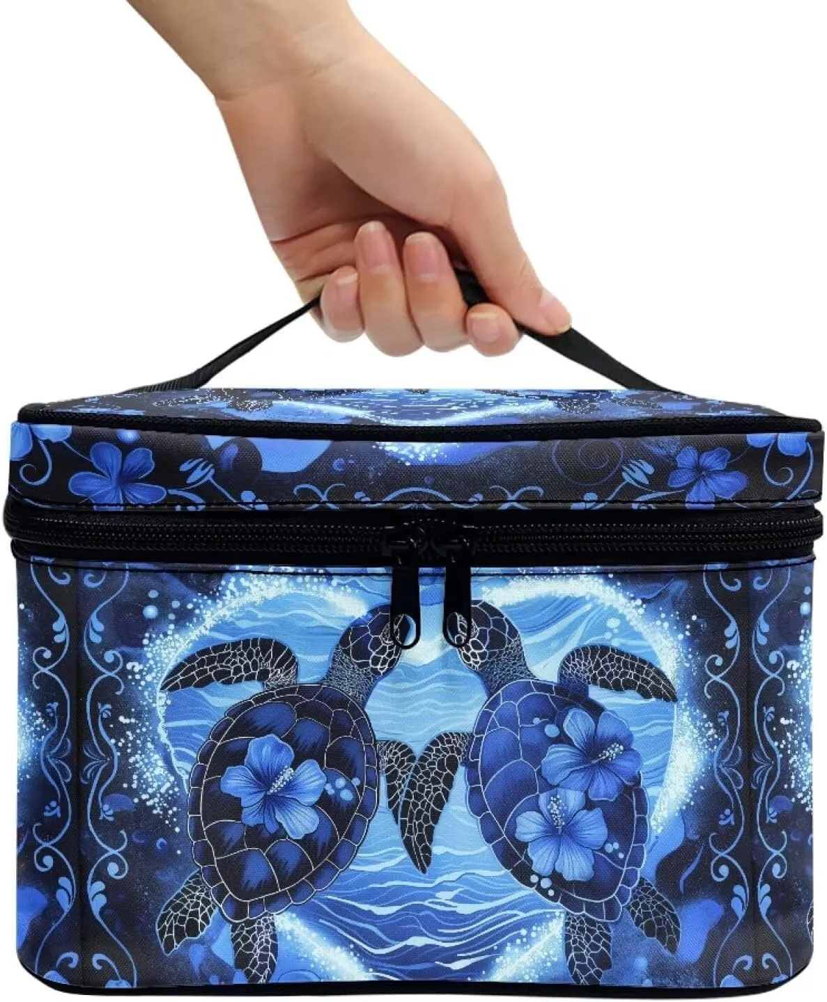 Sea Turtle Makeup Bag for Women Makeup Organizer Travel Case Casual Toiletry Bag with Handle Large Capacity Cosmetic Bag with Top Handle