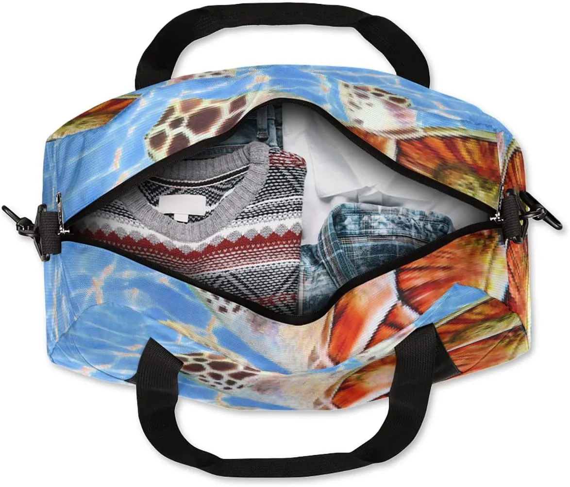 Sea Turtles Pattern Kids Duffel Bag for Girls Boys Teens, Sea Turtle Pixel Wind Dance Bag Overnight Small Duffel Bag Carry On Weekend Sports Gym Travel Bag for School Practice Gymnastics Ballet