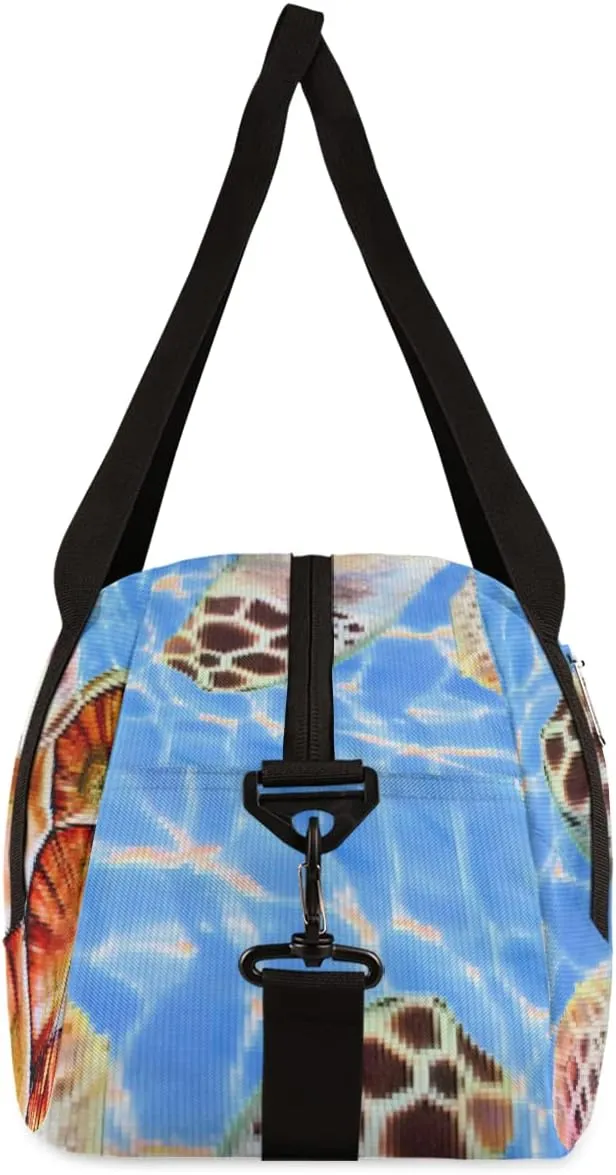Sea Turtles Pattern Kids Duffel Bag for Girls Boys Teens, Sea Turtle Pixel Wind Dance Bag Overnight Small Duffel Bag Carry On Weekend Sports Gym Travel Bag for School Practice Gymnastics Ballet