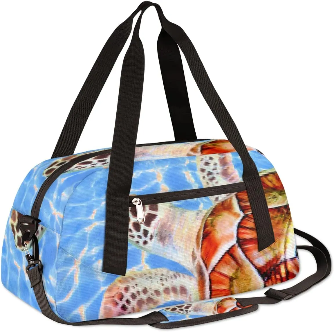 Sea Turtles Pattern Kids Duffel Bag for Girls Boys Teens, Sea Turtle Pixel Wind Dance Bag Overnight Small Duffel Bag Carry On Weekend Sports Gym Travel Bag for School Practice Gymnastics Ballet