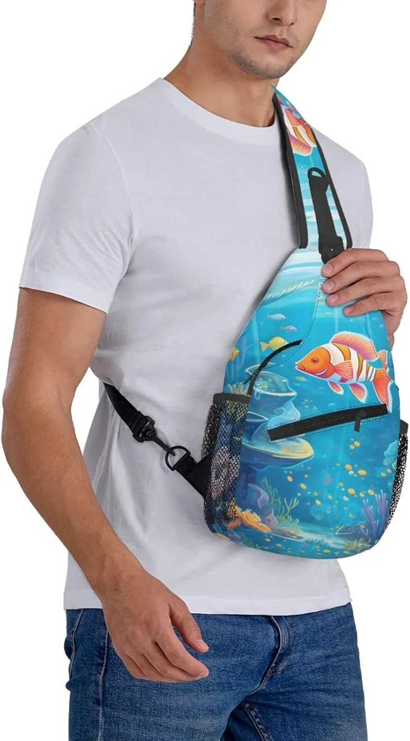 Sea World Carol Fish Sling Bag Crossbody Bag for Men Women, Daypack Chest Backpack Shoulder Bag for Travle Hiking