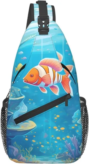 Sea World Carol Fish Sling Bag Crossbody Bag for Men Women, Daypack Chest Backpack Shoulder Bag for Travle Hiking