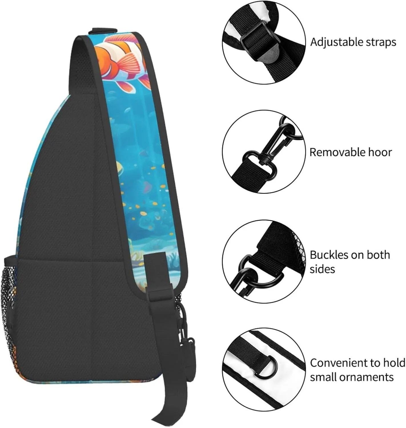 Sea World Carol Fish Sling Bag Crossbody Bag for Men Women, Daypack Chest Backpack Shoulder Bag for Travle Hiking