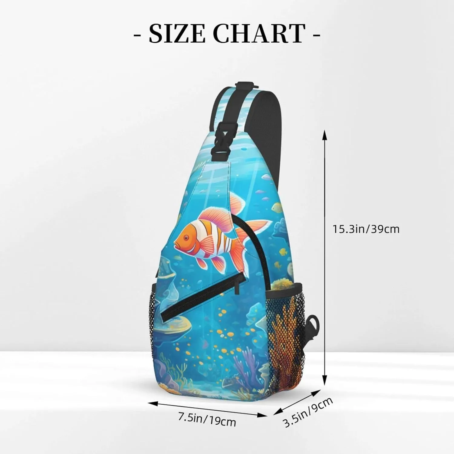 Sea World Carol Fish Sling Bag Crossbody Bag for Men Women, Daypack Chest Backpack Shoulder Bag for Travle Hiking