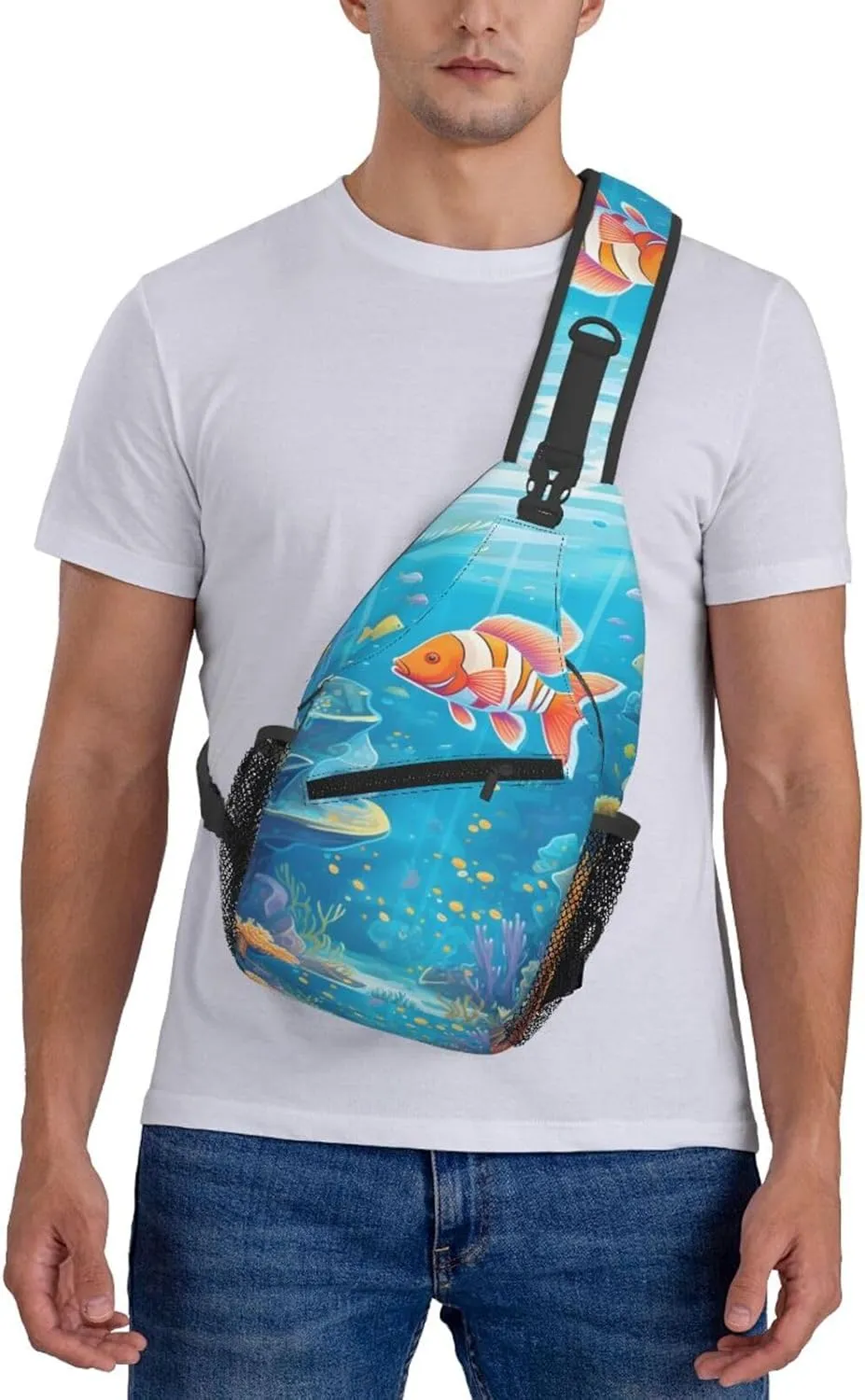 Sea World Carol Fish Sling Bag Crossbody Bag for Men Women, Daypack Chest Backpack Shoulder Bag for Travle Hiking