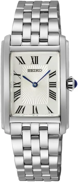 Seiko SWR083 Women's Wristwatch, Rectangle Face, Quartz, Silver, Bracelet Type