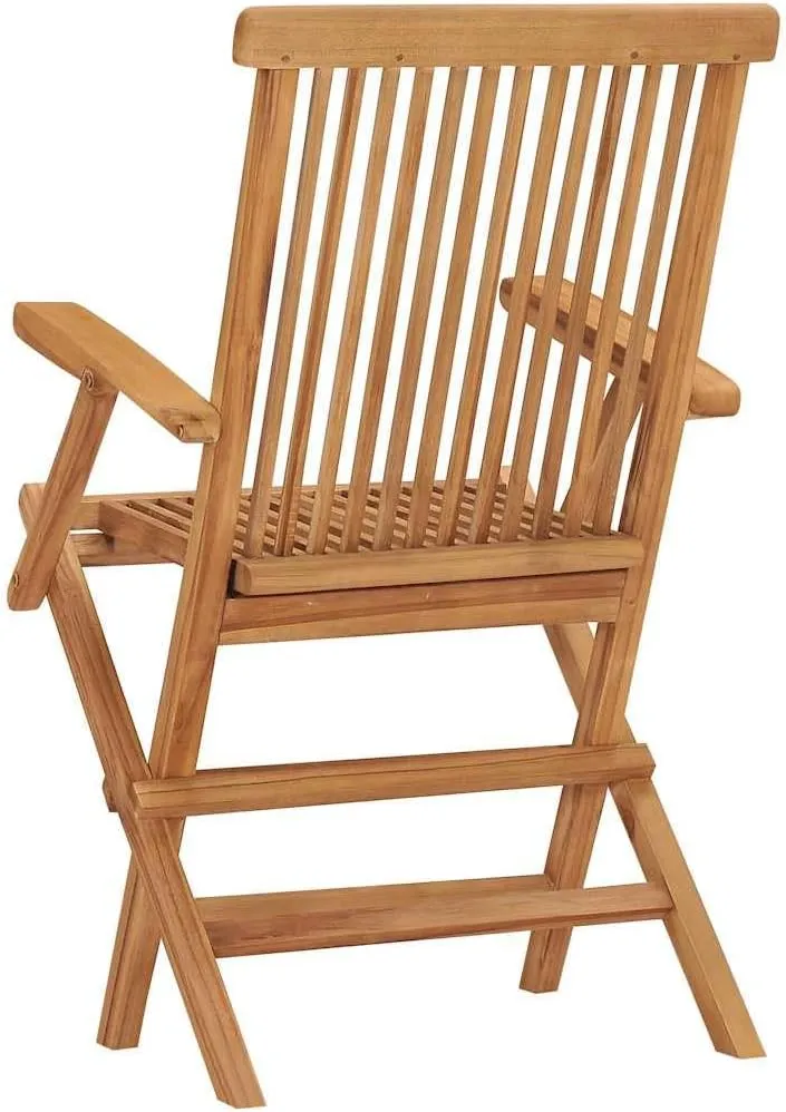 Set of 2 Folding Patio Chairs for Garden & Outdoor Use, Teak Wood Outdoor Furniture with Ergonomic Design, Natural Finish, Lightweight Foldable Chairs for Patio, Terrace, Backyard