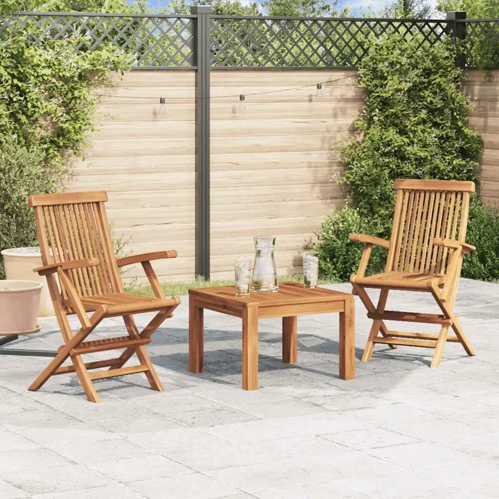 Set of 2 Folding Patio Chairs for Garden & Outdoor Use, Teak Wood Outdoor Furniture with Ergonomic Design, Natural Finish, Lightweight Foldable Chairs for Patio, Terrace, Backyard