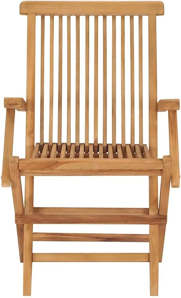 Set of 2 Folding Patio Chairs for Garden & Outdoor Use, Teak Wood Outdoor Furniture with Ergonomic Design, Natural Finish, Lightweight Foldable Chairs for Patio, Terrace, Backyard