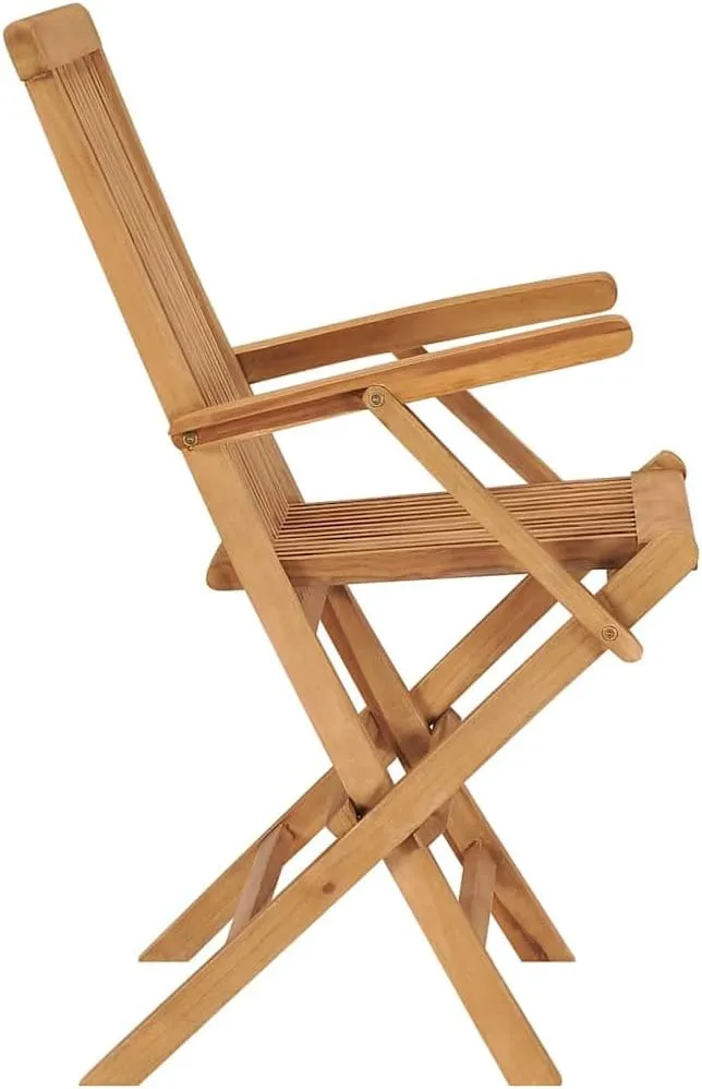 Set of 2 Folding Patio Chairs for Garden & Outdoor Use, Teak Wood Outdoor Furniture with Ergonomic Design, Natural Finish, Lightweight Foldable Chairs for Patio, Terrace, Backyard