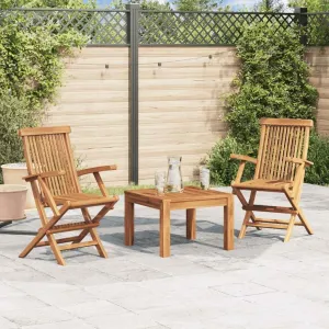Set of 2 Folding Patio Chairs for Garden & Outdoor Use, Teak Wood Outdoor Furniture with Ergonomic Design, Natural Finish, Lightweight Foldable Chairs for Patio, Terrace, Backyard