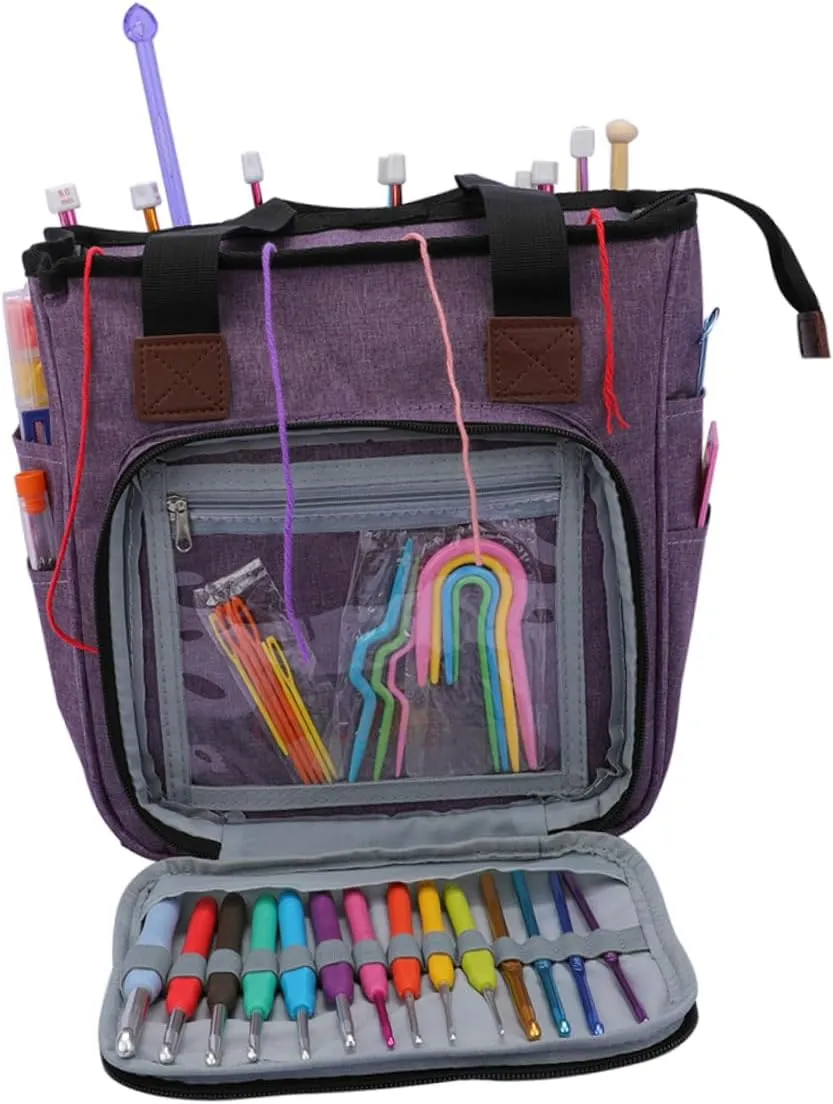 SEWOART Woolen Yarn Bag Shoulder Strap Knitting Bag Organizer for Home Travel Use