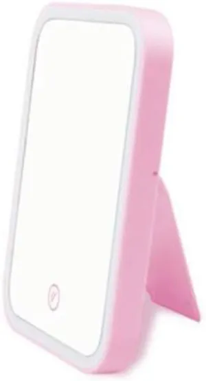SGSG Makeup mirro - Desktop Makeup Mirror Portable Folding Light Vanity Mirror Square LED Magnifying Mirror Beauty (Color : Pink)