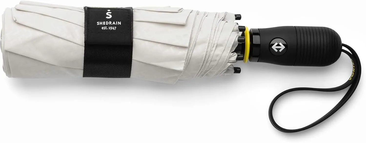 ShedRain Vortex Compact Umbrella, Folds to 11", 43" Arc, One-Hand Operation, Windproof up to 75 mph
