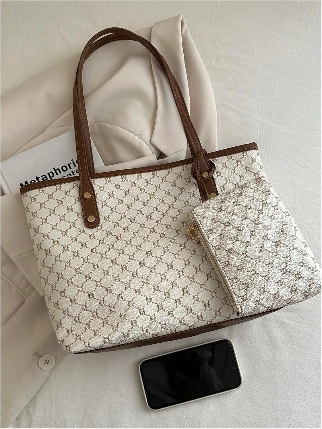 SHENHE Women's Vintage Tote Bag Large Capacity Travel Work Shoulder Bag Handbag with Mini Purse