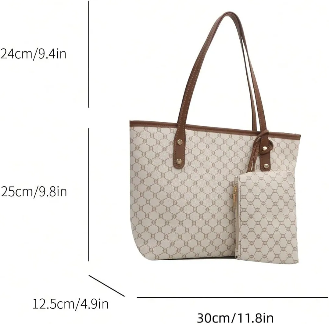 SHENHE Women's Vintage Tote Bag Large Capacity Travel Work Shoulder Bag Handbag with Mini Purse