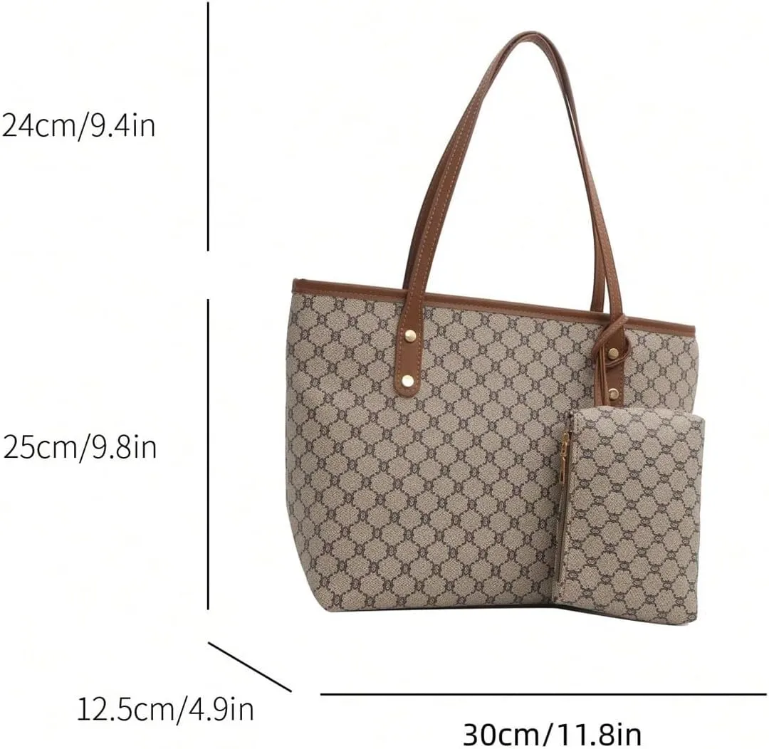 SHENHE Women's Vintage Tote Bag Large Capacity Travel Work Shoulder Bag Handbag with Mini Purse