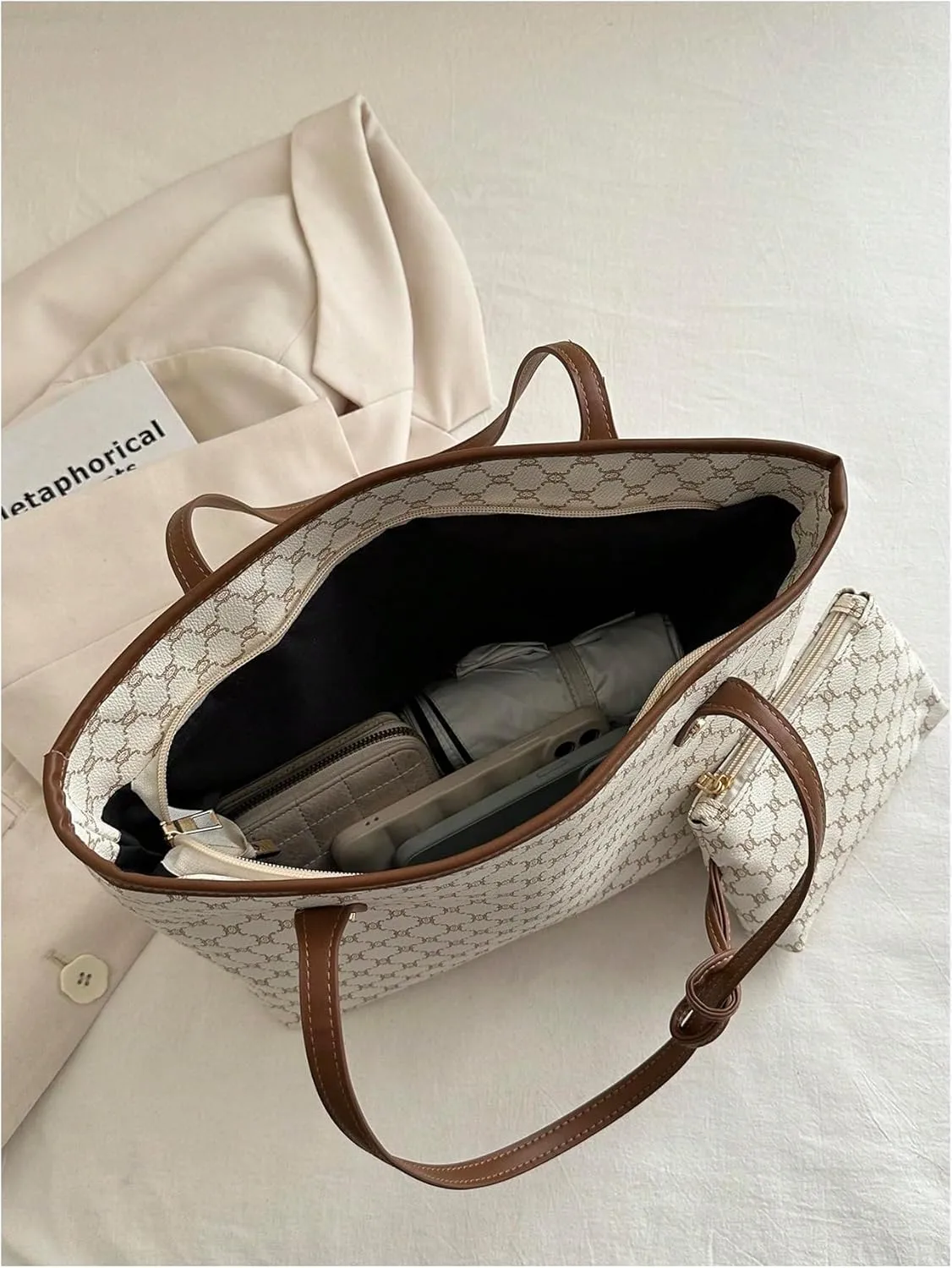 SHENHE Women's Vintage Tote Bag Large Capacity Travel Work Shoulder Bag Handbag with Mini Purse