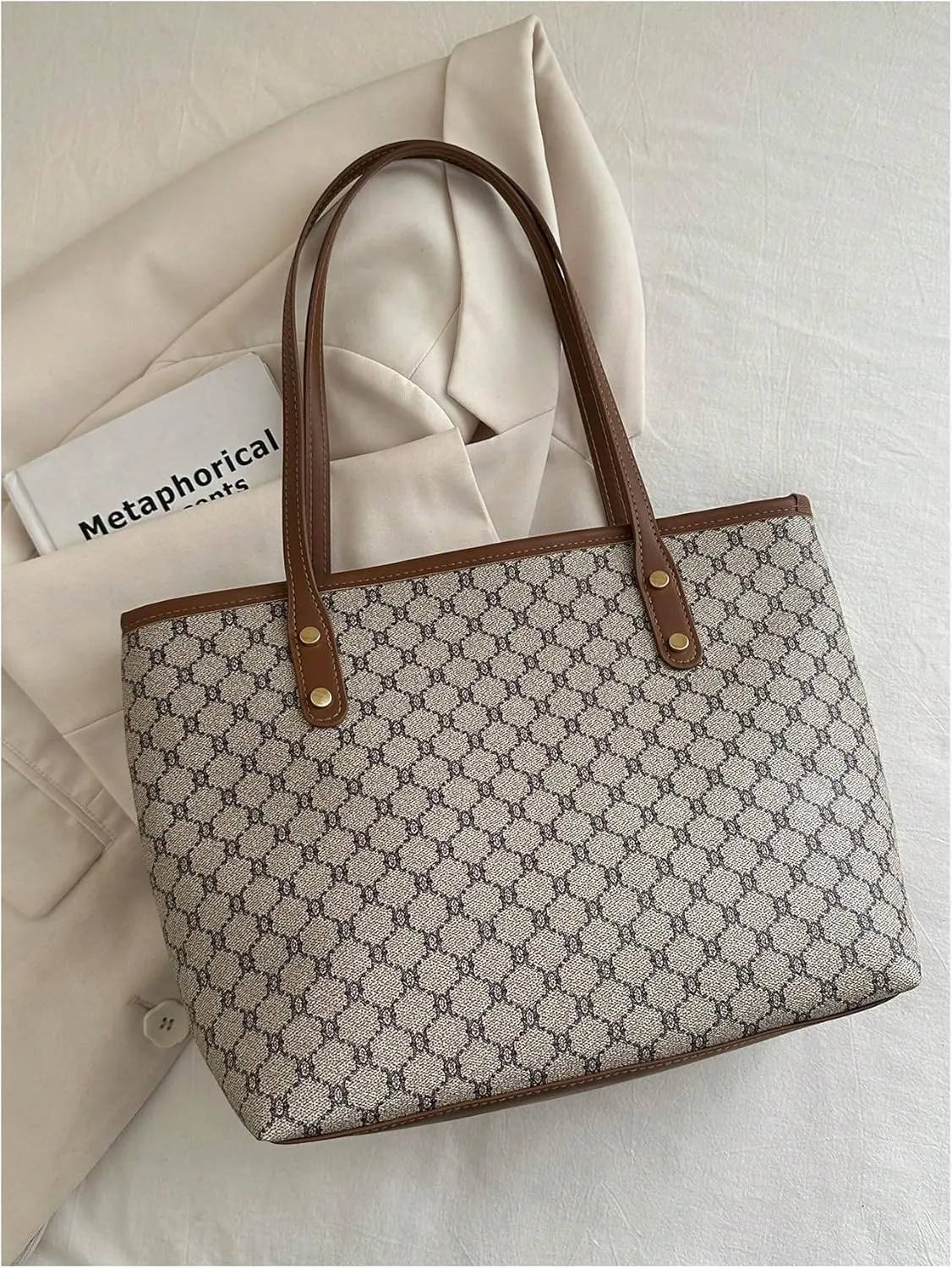 SHENHE Women's Vintage Tote Bag Large Capacity Travel Work Shoulder Bag Handbag with Mini Purse