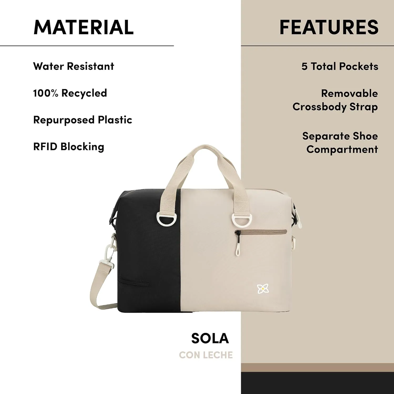 Sherpani Sola, Travel Duffle Bag, Weekender Bags for Women, Carry-On Duffel with Luggage Pass-Through