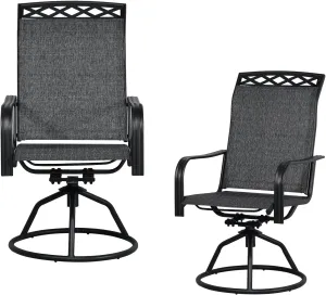 SHGJ&SOFT Patio Swivel Chairs Set of 2, Outdoor Swivel Rocker Dining Chairs with All-Weather Textilene High Back & Metal Frame for Backyard, Deck, Lawn, Garden(Grey, Set of 2)