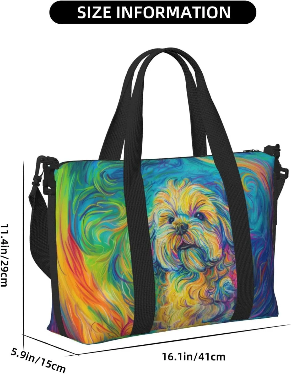 Shih Tzu print Travel Duffel Bag, Sports Tote Gym Bag, Swim Pool Bag Large Shoulder Tote Bag for Beach Weekender, 202-406-121