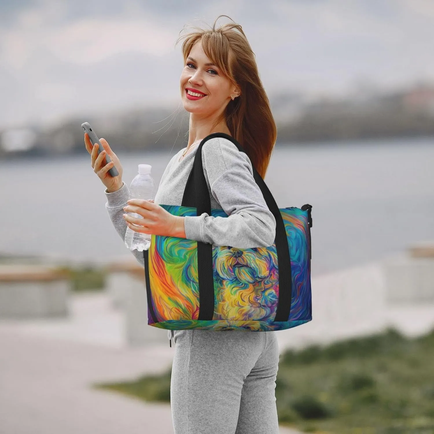Shih Tzu print Travel Duffel Bag, Sports Tote Gym Bag, Swim Pool Bag Large Shoulder Tote Bag for Beach Weekender, 202-406-121