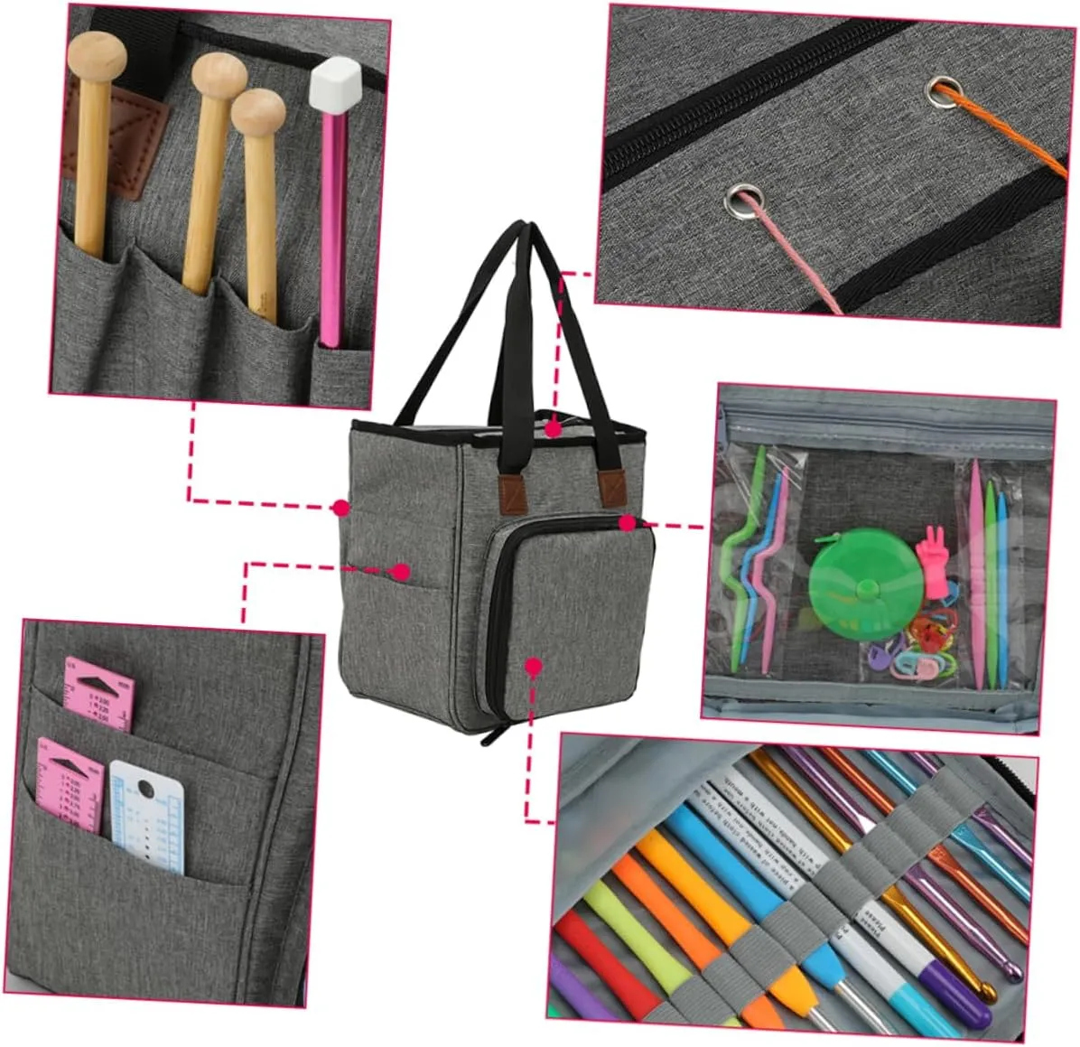 SHINEOFI Ganize Your Crocheting Knitting Supplies Fashionable Woolen Yarn Storage Bag Large Capacity Shoulder Bag