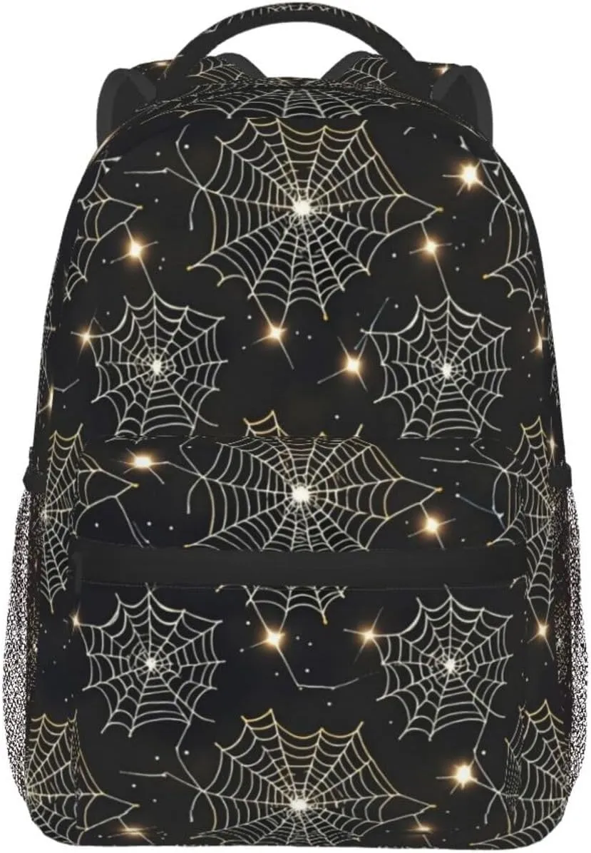 Shining Spider Web Adult Backpacks 15 Inch Laptop Backpack Double Shoulder Bag for Work Travel Gifts