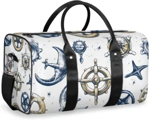 Ship Themed Travel Duffle Bag for Women Men Gym Duffel Foldable Bag Waterproof Weekender Vintage Rudder Duffle Tote