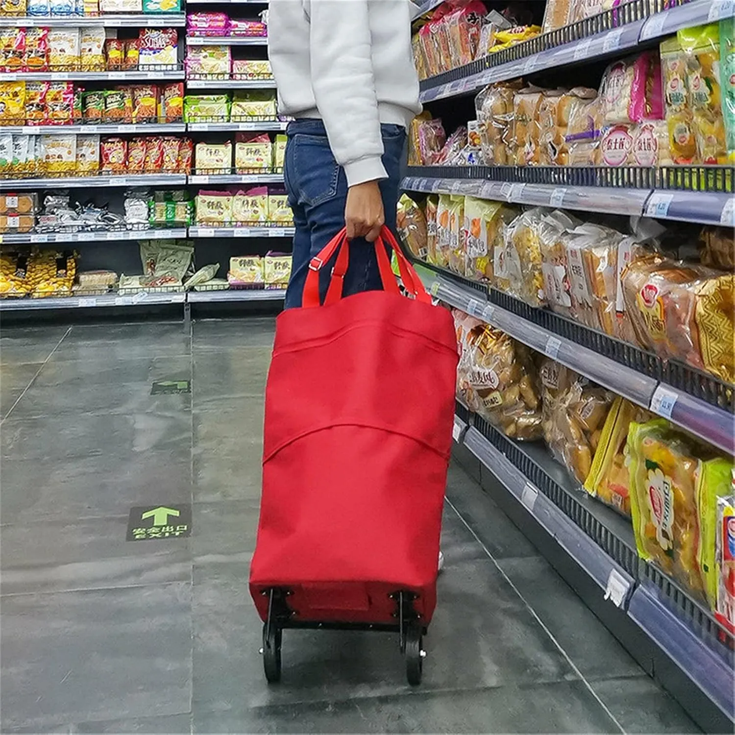 Shopping Cart Wheeled Foldable Shopping Bag Cart Double Rolling Wheels Loading Utility Shopping Laundry Grocery Luggage Folding Hand Truck (Color : Q 3)