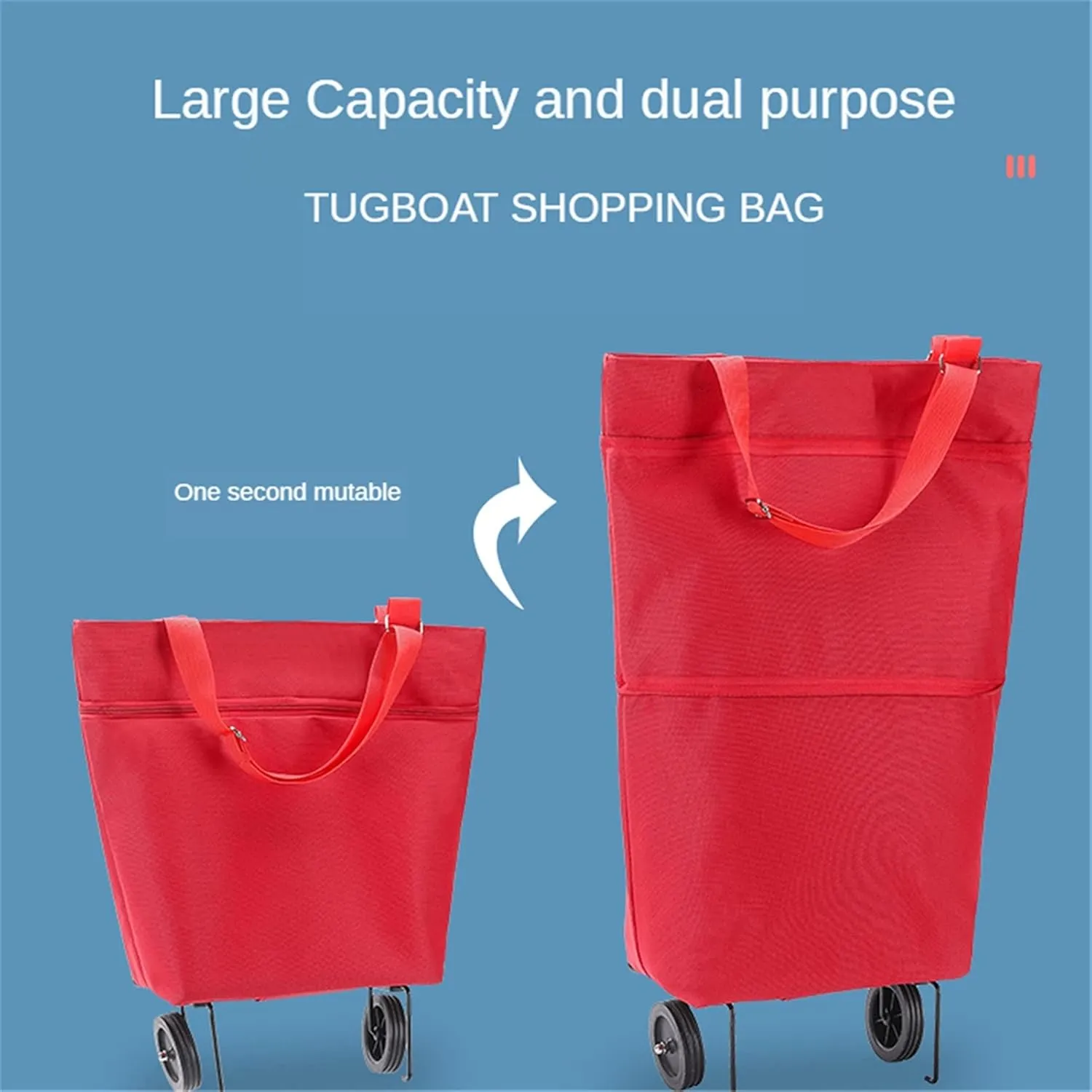 Shopping Cart Wheeled Foldable Shopping Bag Cart Double Rolling Wheels Loading Utility Shopping Laundry Grocery Luggage Folding Hand Truck (Color : Q 3)