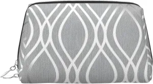 Silver Geometric Figure Travel-Ready Toiletry Bag, Compact Makeup Organizer For Women