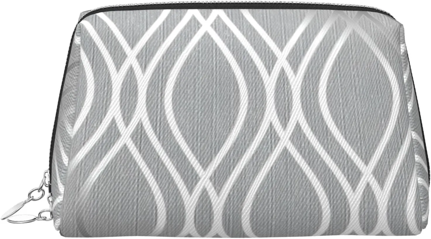 Silver Geometric Figure Travel-Ready Toiletry Bag, Compact Makeup Organizer For Women