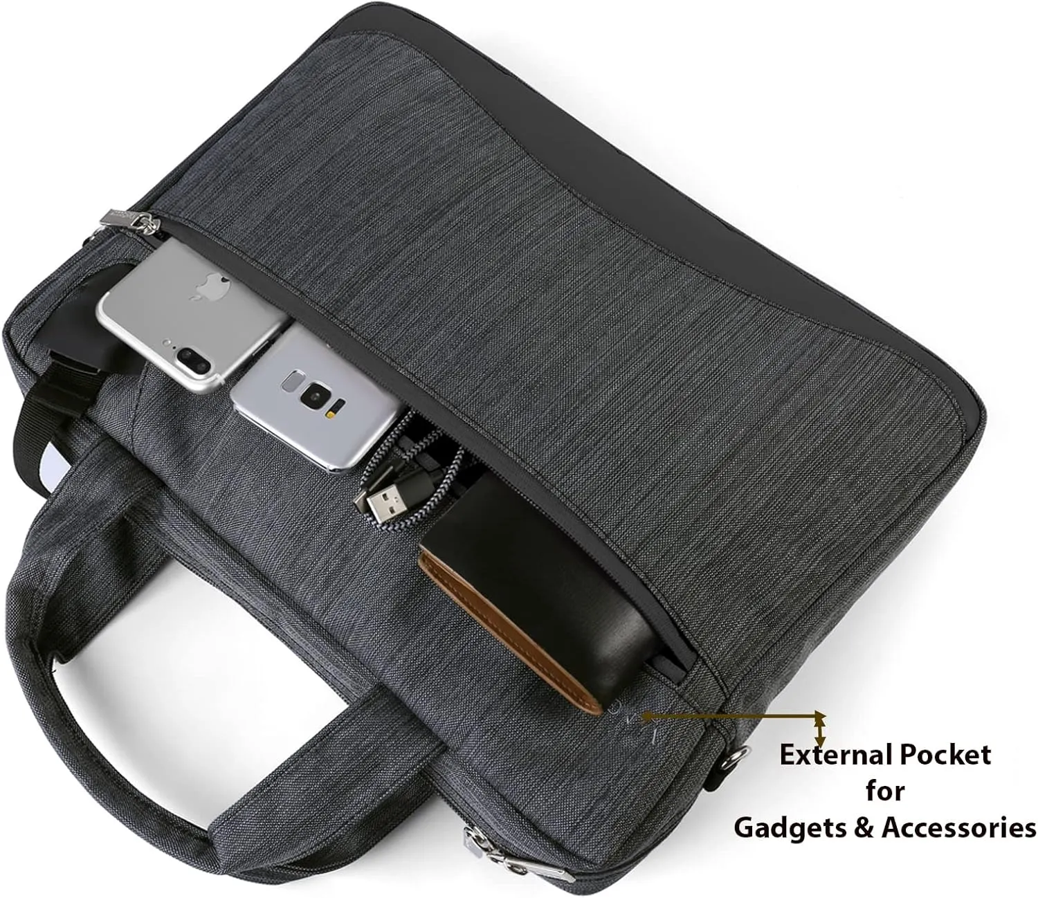 Slim Water Resistant Durable Nylon Smart Briefcase Messenger Shoulder Bag, MacBook Pro 14, Razer Blade 15, Acer Chromebook