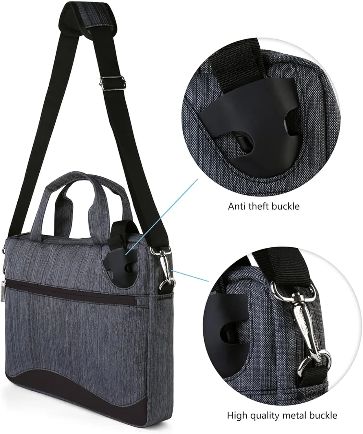 Slim Water Resistant Durable Nylon Smart Briefcase Messenger Shoulder Bag, MacBook Pro 14, Razer Blade 15, Acer Chromebook