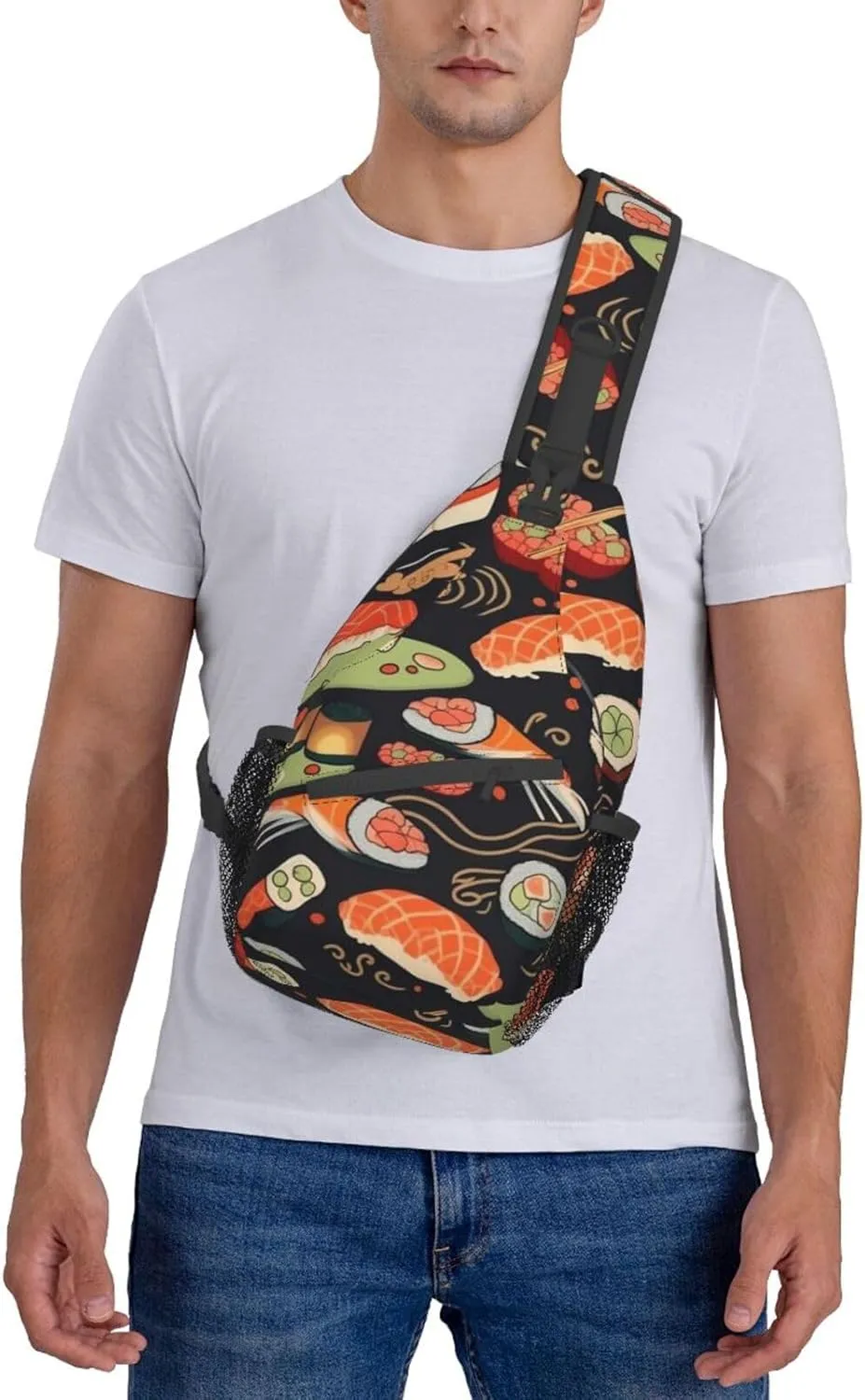 Sling Bag for Women Men Japanese sushi shrimp Cross Chest Bag Diagonally Casual Fashion Travel Hiking Daypack