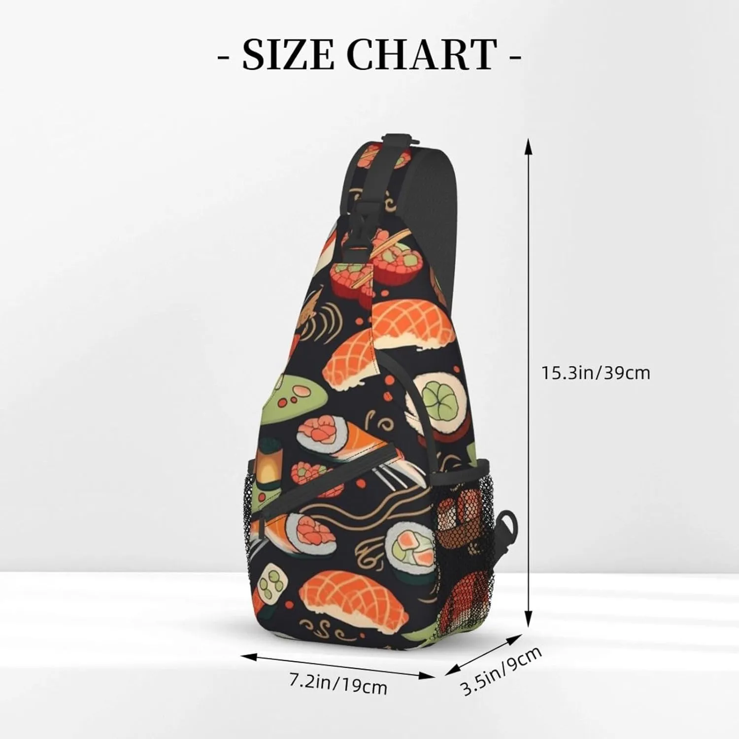 Sling Bag for Women Men Japanese sushi shrimp Cross Chest Bag Diagonally Casual Fashion Travel Hiking Daypack