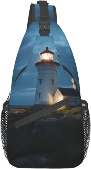 Sling Bag for Women Men Lighthouse at night Cross Chest Bag Diagonally Casual Fashion Travel Hiking Daypack
