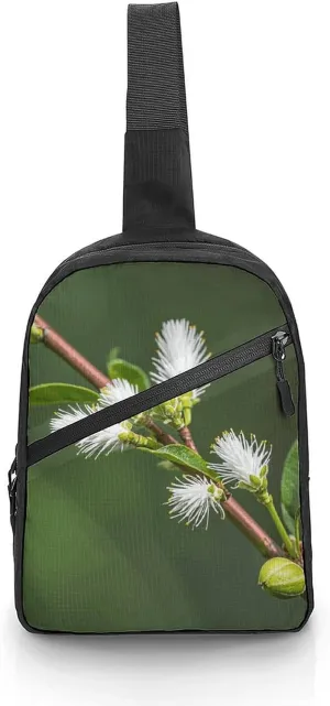 Sling Bag for Women Men White Wild Green Twig Crossbody Bag Casual Daypack Backpack Shoulder Chest Bag Fashion Waist Pack Water Resistant Fanny Pack Crossbody Shoulder Bag