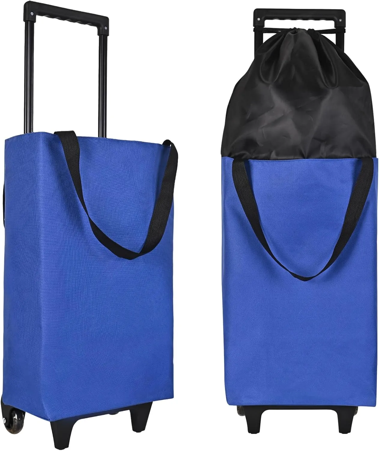 Small Collapsible Shopping Cart,Shopping Cart with Wheels,Folding Portable Waterproof Rolling,Trolley Tote Stair Climbing for Traveling Bag Expandable,Gift for Women (Blue)