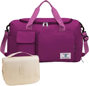 Small Gym Bag Women Duffle Bag With Shoe Compartment Foldable Travel Bag Grape Purple 18.9 x 10 x 11 inches 35L