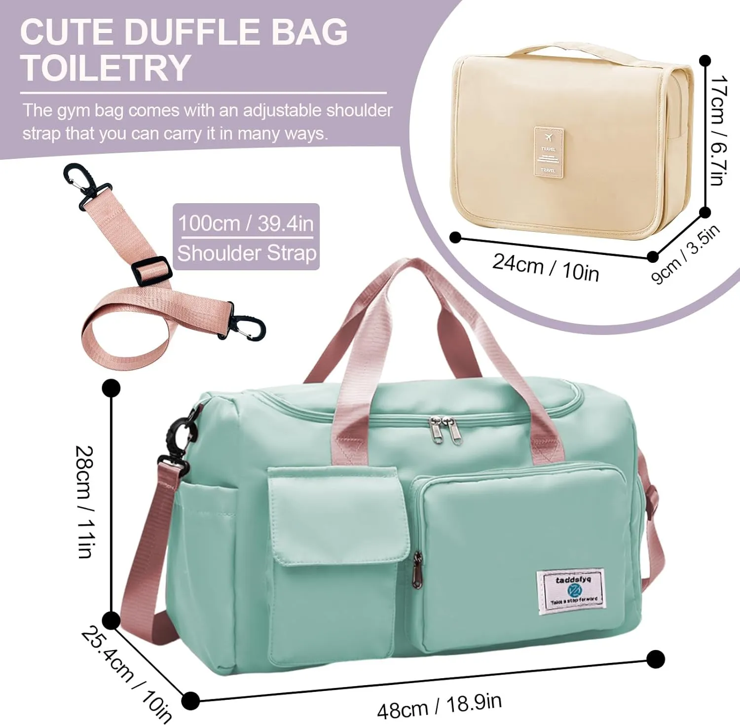 Small Gym Bag Women Duffle Bag With Shoe Compartment Foldable Travel Bag Grape Purple 18.9 x 10 x 11 inches 35L