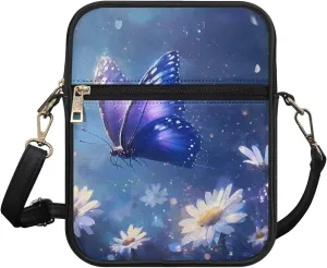 Small Leather Crossbody Messenger Bag for Men Women Soft Sling Shoulder Purse Satchel with Card Slot Zipper Pocket