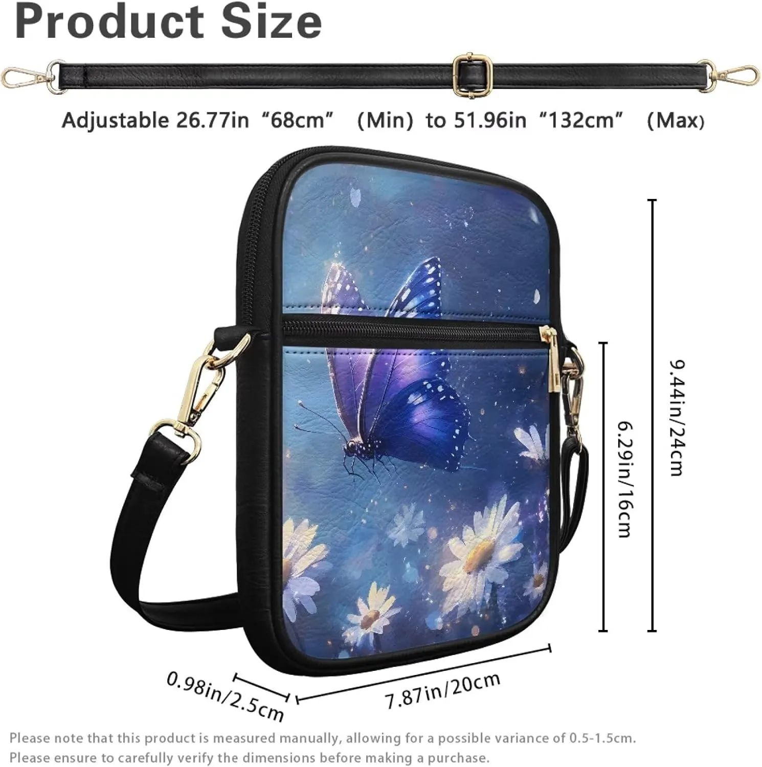 Small Leather Crossbody Messenger Bag for Men Women Soft Sling Shoulder Purse Satchel with Card Slot Zipper Pocket