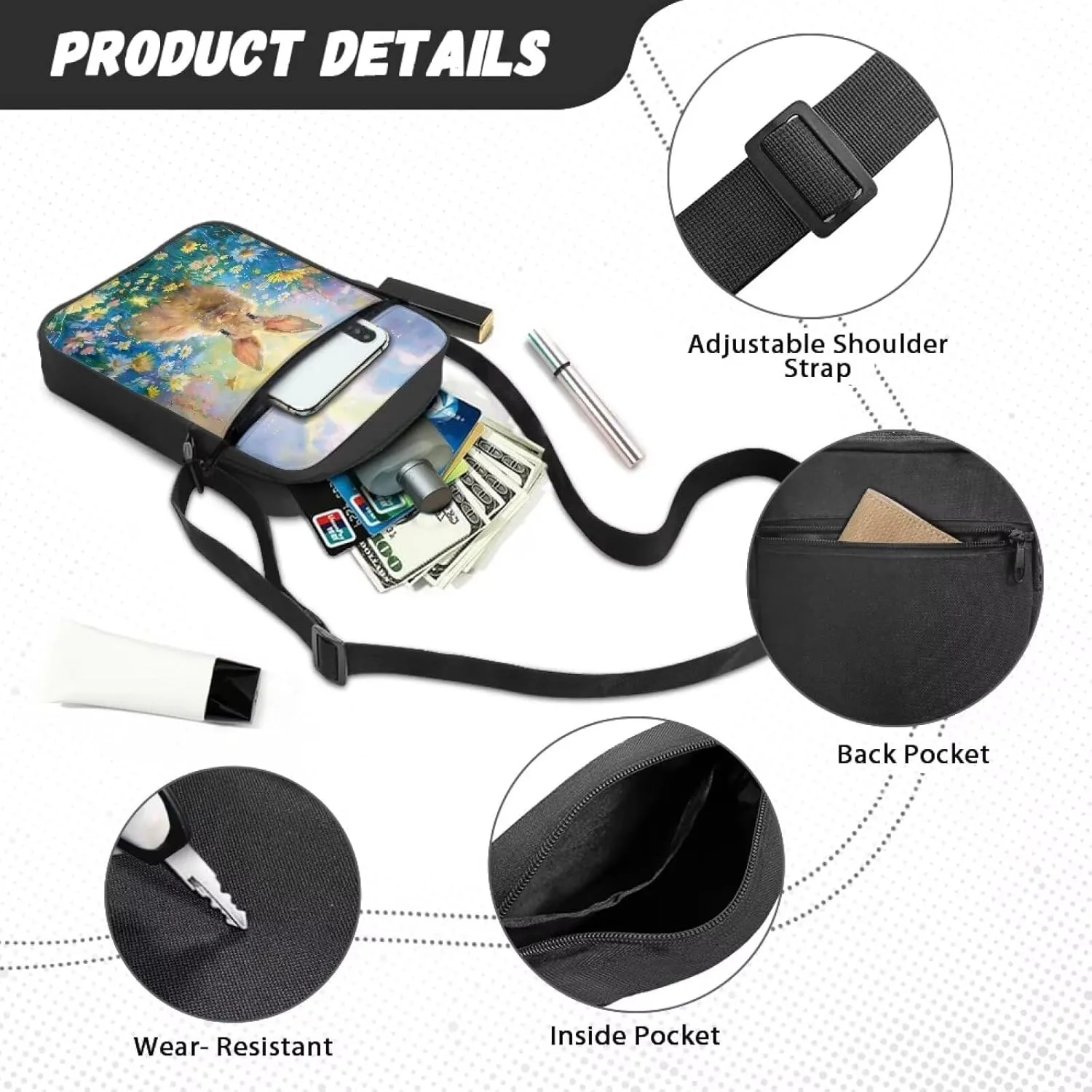 Small Messenger Bag for Men Women Cell Phone Purses Satchel Handbags Unisex Shoulder Bag for Work Travel