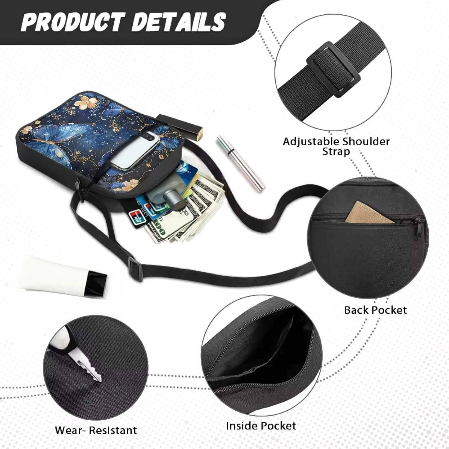 Small Messenger Bag for Men Women Wallet Purse Cell Phone Purse Unisex Shoulder Bag for Phone Passport
